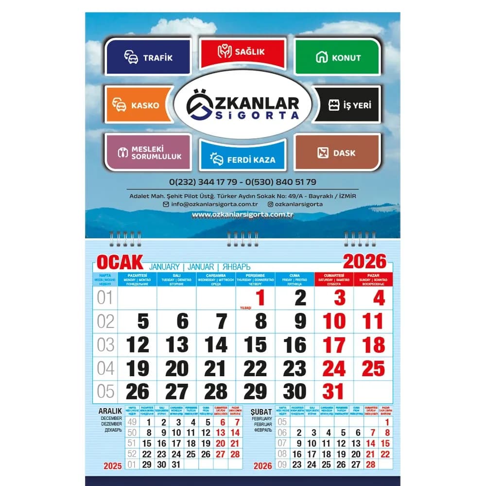 Promosyon Ekonomik Küçük Boy Gemici Takvim GMC-02 - Toptan Baskılı