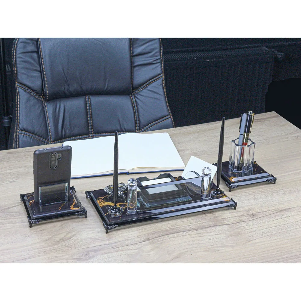 Promosyon KM-200 3lü Kristal Masa Seti - Toptan Baskılı