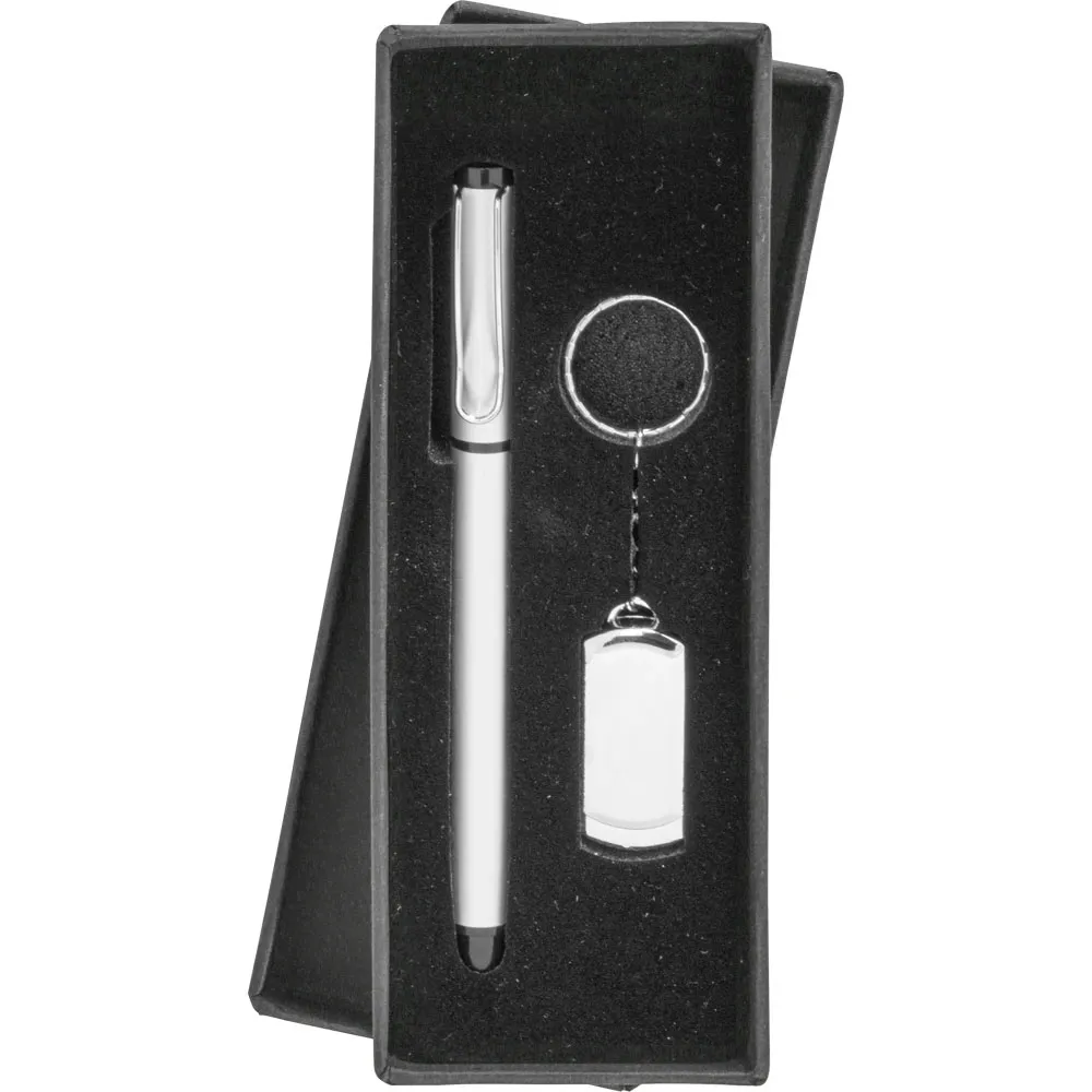 Promosyon 8210-16GB Metal USB Bellek ve Kalem Seti - Toptan Baskılı